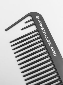 Kristaller Профессиональный гребень для волос комбинированный 8180, карбон, черный, 22 см  фото 2