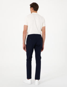 Lacivert Slim Fit Keten G_r_n_ml_ Kanvas Pantolon