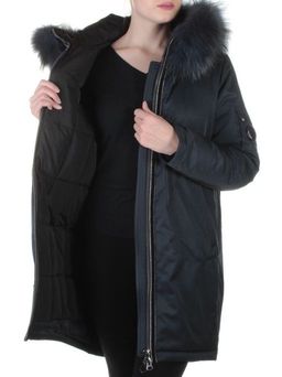 E-1961 DK. BLUE Пальто женское с мехом Evcanbady - Fashion фото 8