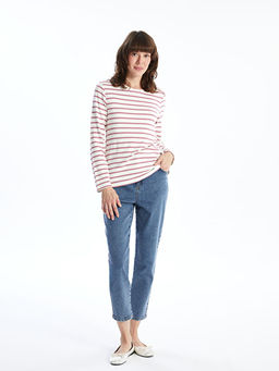 Bisiklet Yaka ?izgili Kad?n Ti??rt