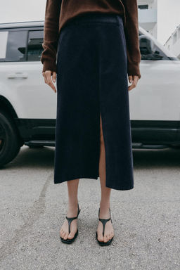 STRAIGHT CORDUROY MIDI SKIRT - Zara фото 4