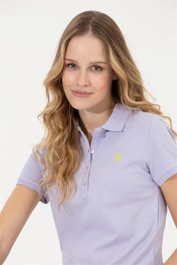 Женская сиреневая футболка с воротником поло Basic - U.s. polo assn фото 4