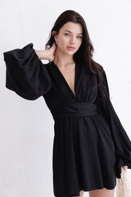 Платье чёрное с пышными рукавами - Martichelli фото 4