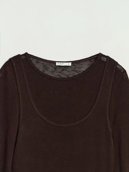 Двойной лонгслив из вискозы / Zarina  фото 11