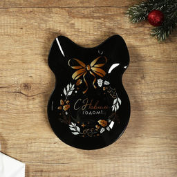 Тарелка в форме банта С Новым годом, 13.5х18 см