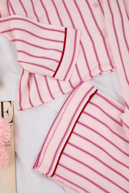 Pembe Cizgili Belmando Dokuma Pijama Tak?m? THMAW26PT00203 - Trendyolmilla фото 6