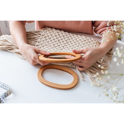 Ручки для сумок деревянные, d=13×7.5 / 17×11.5 см, 2 шт., бежевые