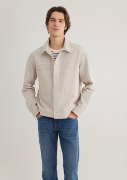 Cepli Ekru Denim Gomlek