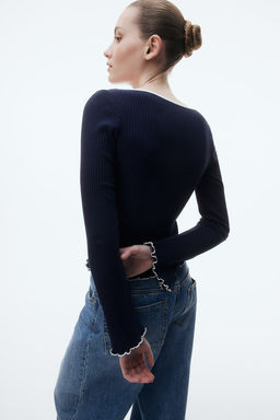 Top de canale con detalles sobrehilados - H&m фото 5