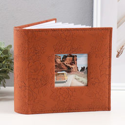 Фотоальбом на 200 фото 10×15 см кожзам «Цветочная текстура», бумажные листы, коричневый, 5×23×22 см