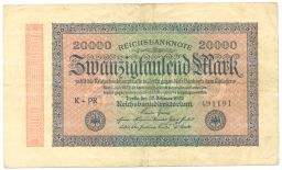 Банкнота 20000 марок 1923 года Германия