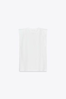 SLEEVELESS SHOULDER PAD T-SHIRT - Zara фото 14