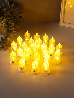 Цена за 4 шт. Светодиодная свеча LED - ночник RISALUX «С подтёками, грани», 3×LR41, прозрачный, 3.5×3.5×7 см