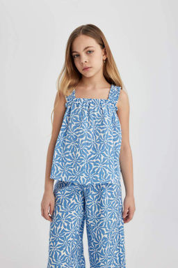 Блузка с узором на бретелях для девочки