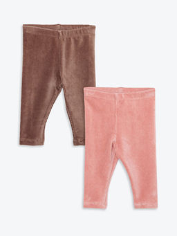 Beli Lastikli Basic Kadife K?z Bebek Tayt 2li