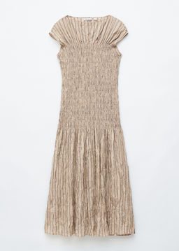 Maxivestido fruncido con nido de abeja