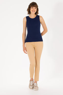 U. S. Polo Assn Женская базовая футболка без рукавов темно-синего цвета с круглым вырезом - U.s. polo assn фото 4