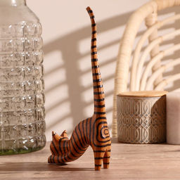 Сувенир «Кошка полосатая под кольца», 12×4×25 см, дерево
