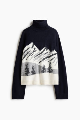 Jersey de cuello alto en punto jacquard