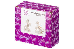 Набор фигурки декоративные 2 пр. 5,5*3*8,5 см, 6,5*2,5*8,5 см Лошади белая с золотом, фарфор - Elan gallery фото 7