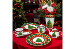 Набор 2 кружек 300 мл 11,5*8,5*8,5 см Новогодняя елка зеленый узор, NEW BONE CHINA - Elan gallery фото 4