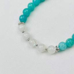 Браслет из Амазонита и Лунного камня 17 см + - Радуга самоцветов фото 2