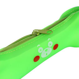 Цена за 12 шт. Пенал школьный Calligrata Кость на молнии, силиконовый, неоновый салатовый  фото 3