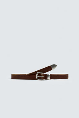 VINTAGE-EFFECT LEATHER BELT - Zara фото 3