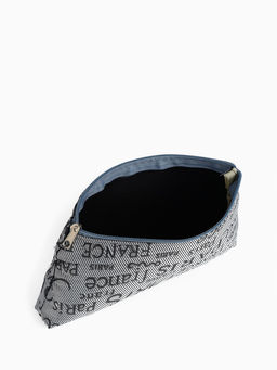 Набор простых косметичек 2 в 1 на молниях, с надписями, серый