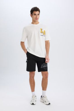 DeFactoFit NBA Los Angeles Lakers Standart Fit K?sa Paca Kargo Sort