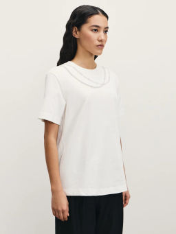 Футболка с декоративными бусами / Zarina  фото 4