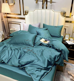 КПБ Mency Winni однотонный с вышивкой на резинке по кругу MENWOV020 1.5 спальный