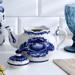 Заварочный чайник фарфор «Хуторок», h=13.5 см, гжель