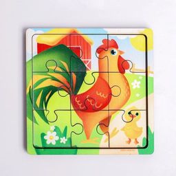 Пазл Петух с цыплёнком, 9 деталей - Лесная мастерская фото 3