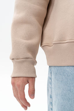 Джемпер свитшот из мягкого хлопкового футера с начёсом св.бежевый - Solo mio фото 6