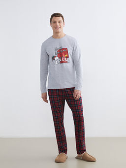 Standart Kal?p Snoopy Bask?l? Erkek Pijama Tak?m?