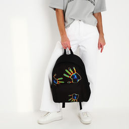 Рюкзак текстильный Отпечаток, с карманом, цвет чёрный - Nazamok фото 12