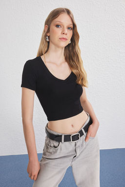 Trendyolmilla Siyah-Beyaz 2li Paket Orme Bluz TWOSS25BZ00504  фото 2