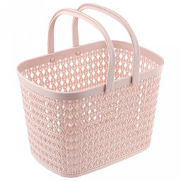 "Домашняя мода" Корзина пластмассовая для хранения "Вязанка" 26х18см h18см, с ручками, розовый (Китай)