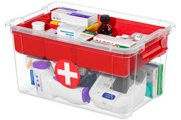 Контейнер StorMax Аптечка 35,5*23,8*19 см с крышкой с 2-мя защелками +вкладыш (прозр-красный)(650) - Elan gallery фото 12