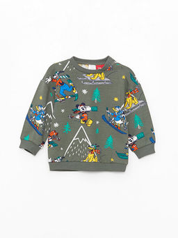 Bisiklet Yaka Uzun Kollu Mickey Mouse Bask?l? Erkek Bebek Sweatshirt ve E?ofman Alt? - Waikiki фото 2