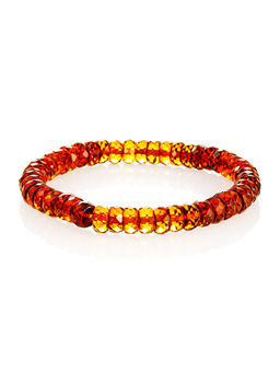 Браслет из натурального балтийского янтаря Карамель алмазная коньячная