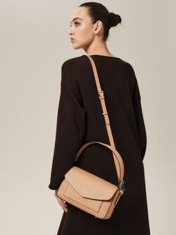 Кожаная сумка Rosie DBR 31158 бежевая нуга фото 5