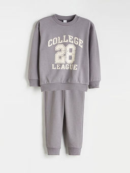 Bisiklet Yaka Erkek ?ocuk Sweatshirt ve E?ofman Alt? 2li