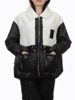 H24-223 BLACK WHITE Куртка демисезонная женская (100 гр. холлофайбер)