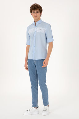 Erkek A__k Mavi Uzun Kollu G_mlek Sepette S_rpriz _ndirim - U.s. polo assn фото 4