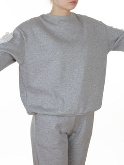 3416/3417 GRAY Костюм спортивный утепленный женский (95% хлопок, 5% эластан)