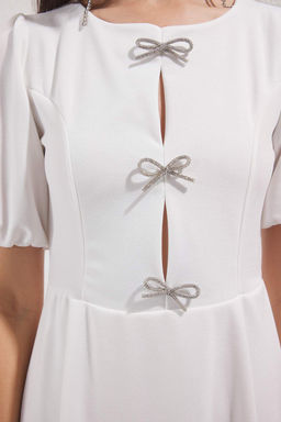 Trendyolmilla Siyah A-Kesim Fiyonklu Orme S?k Elbise TPRSS25EL00234 фото 11