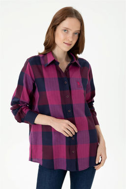 Женская бордовая рубашка с длинным рукавом