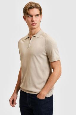 Erkek Slim Fit Polo Yaka Yar_m Fermuarl_ Ta_ Kazak